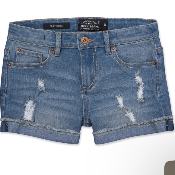 EUC Lucky Brand Girls' Cuffed Jean Shorts, Stretch Denim with 5 Pockets, - Picture 3 of 4